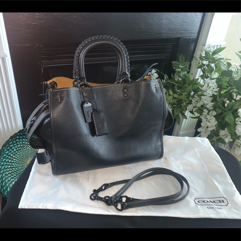 Coach 1941 Rogue 36 Black with Whip Stitch Handles